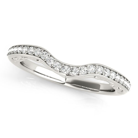 14k White Gold Prong Set Curved Diamond Wedding Ring (1/6 cttw) - The Best Accessory