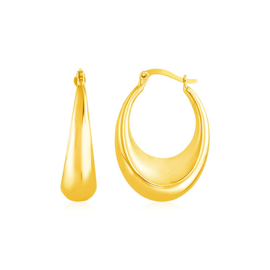 14k Yellow Gold Polished Puffed Hoop Earrings - The Best Accessory