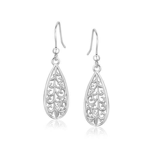 Sterling Silver Teardrop Filigree Style Drop Earrings - The Best Accessory