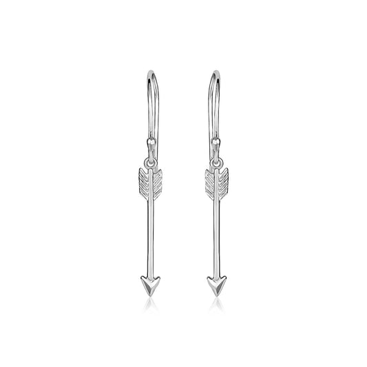 Sterling Silver Polished and Textured Arrow Earrings - The Best Accessory