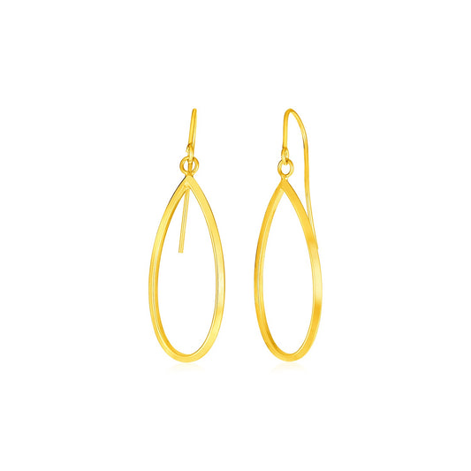 14k Yellow Gold Earrings with Polished Open Teardrop Dangles - The Best Accessory
