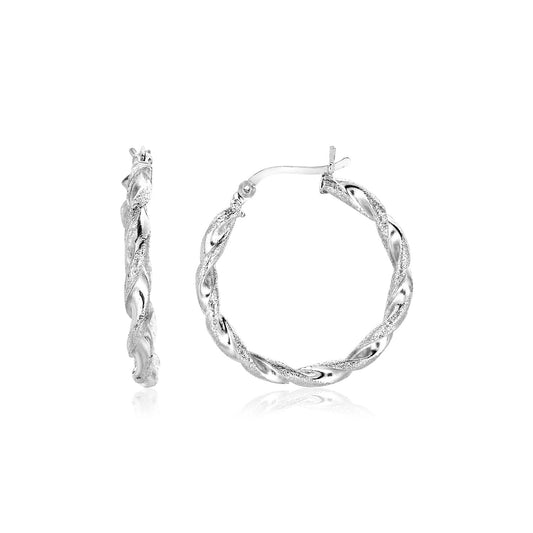 Sterling Silver Round Twisted Hoop Earrings(3x20mm) - The Best Accessory