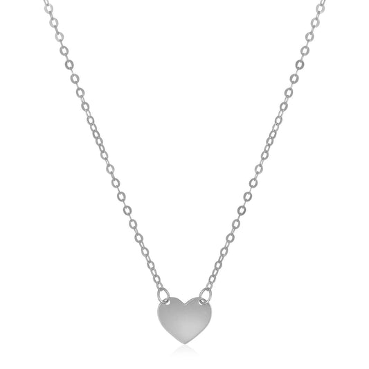 14k White Gold Polished Mini Heart Necklace - The Best Accessory