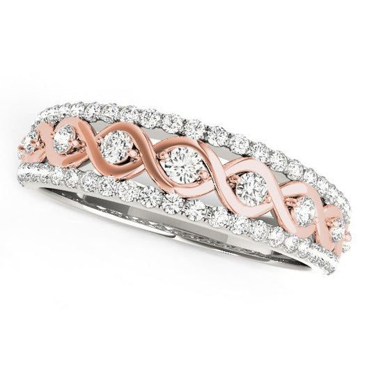 14k White And Rose Gold Infinity Diamond Band (3/8 cttw) - The Best Accessory