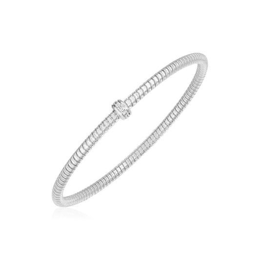 14k White Gold Stretch Bangle with Diamonds (3.00 mm) - The Best Accessory