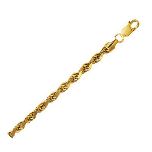 10K Yellow Gold Hollow Diamond Cut Rope Chain (5.00 mm) - The Best Accessory
