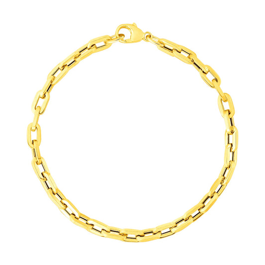 14k Yellow Gold Paperclip Chain Bracelet with Three Diamond Links (4.20 mm) - The Best Accessory