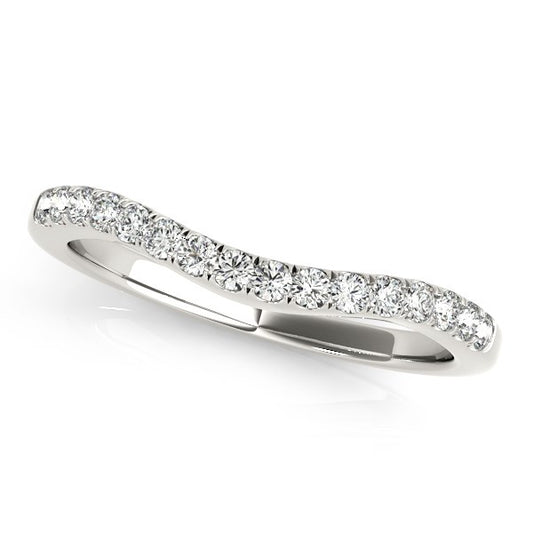 14k White Gold Curvy Style Pave Set Diamond Wedding Band (1/5 cttw) - The Best Accessory