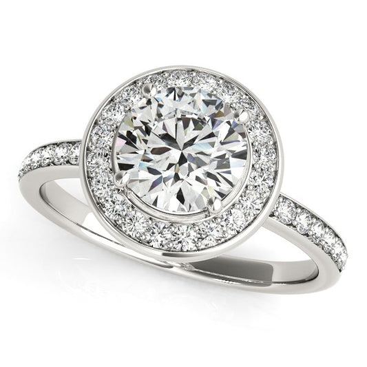 14k White Gold Round Halo Diamond Engagement Ring (1 1/2 cttw) - The Best Accessory