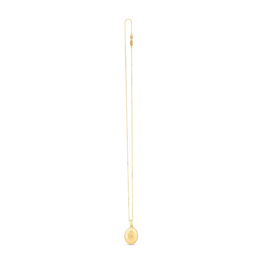 14k Yellow Gold Oval Etched Locket Necklace - The Best Accessory