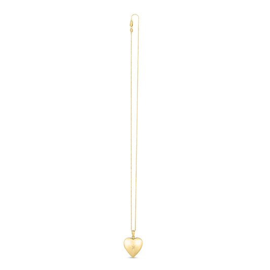 14k Yellow Gold Diamond Heart Locket Necklace - The Best Accessory