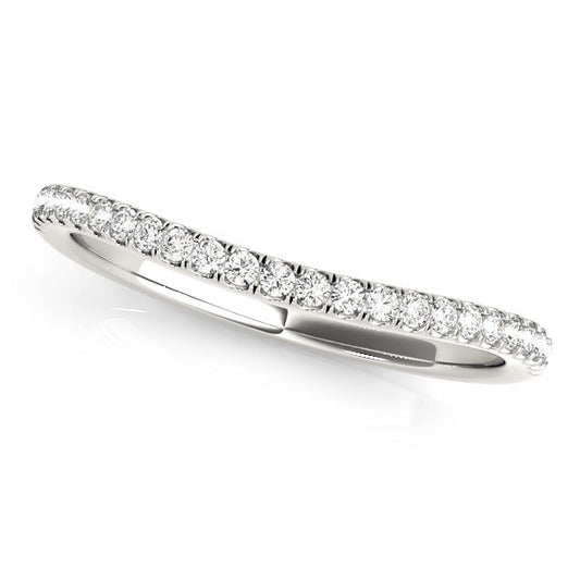 14k White Gold Pave Setting Style Curved Wedding Band (1/10 cttw) - The Best Accessory