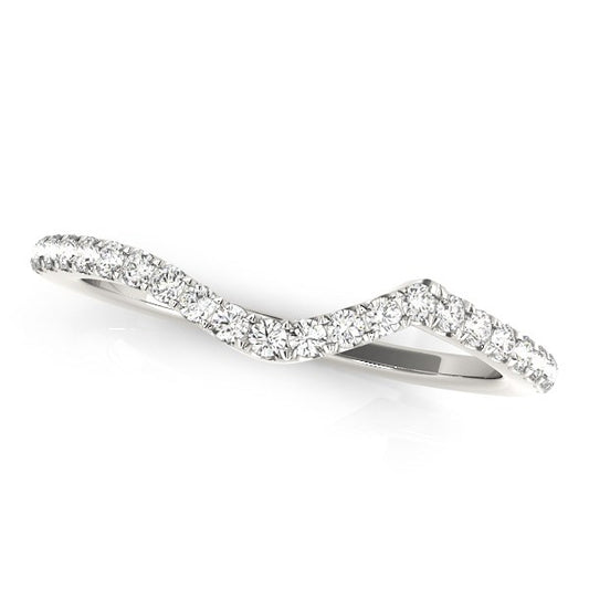 14k White Gold Modern Curved Diamond Wedding Band (1/6 cttw) - The Best Accessory