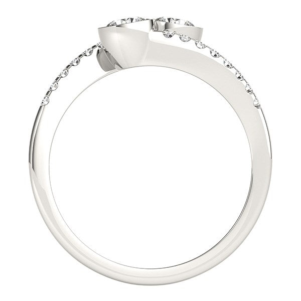 14k White Gold Round Bezel Setting Two Stone Diamond Ring (5/8 cttw) - The Best Accessory