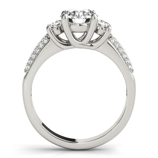 14k White Gold 3 Stone Pave Set Band Diamond Engagement Ring (1 7/8 cttw) - The Best Accessory