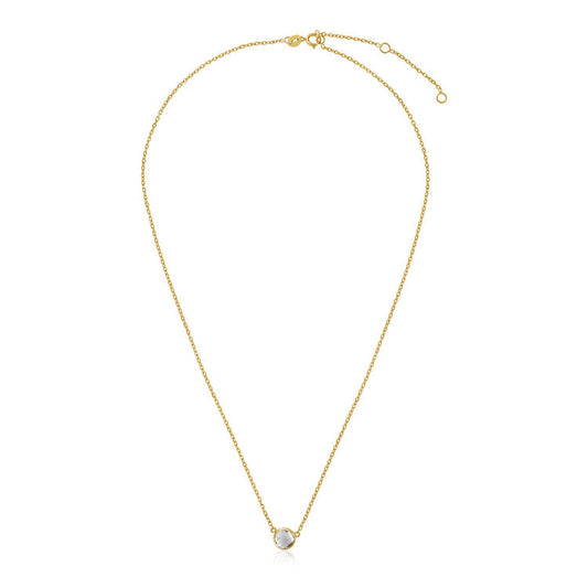 14k Yellow Gold 17 inch Necklace with Round White Topaz - The Best Accessory