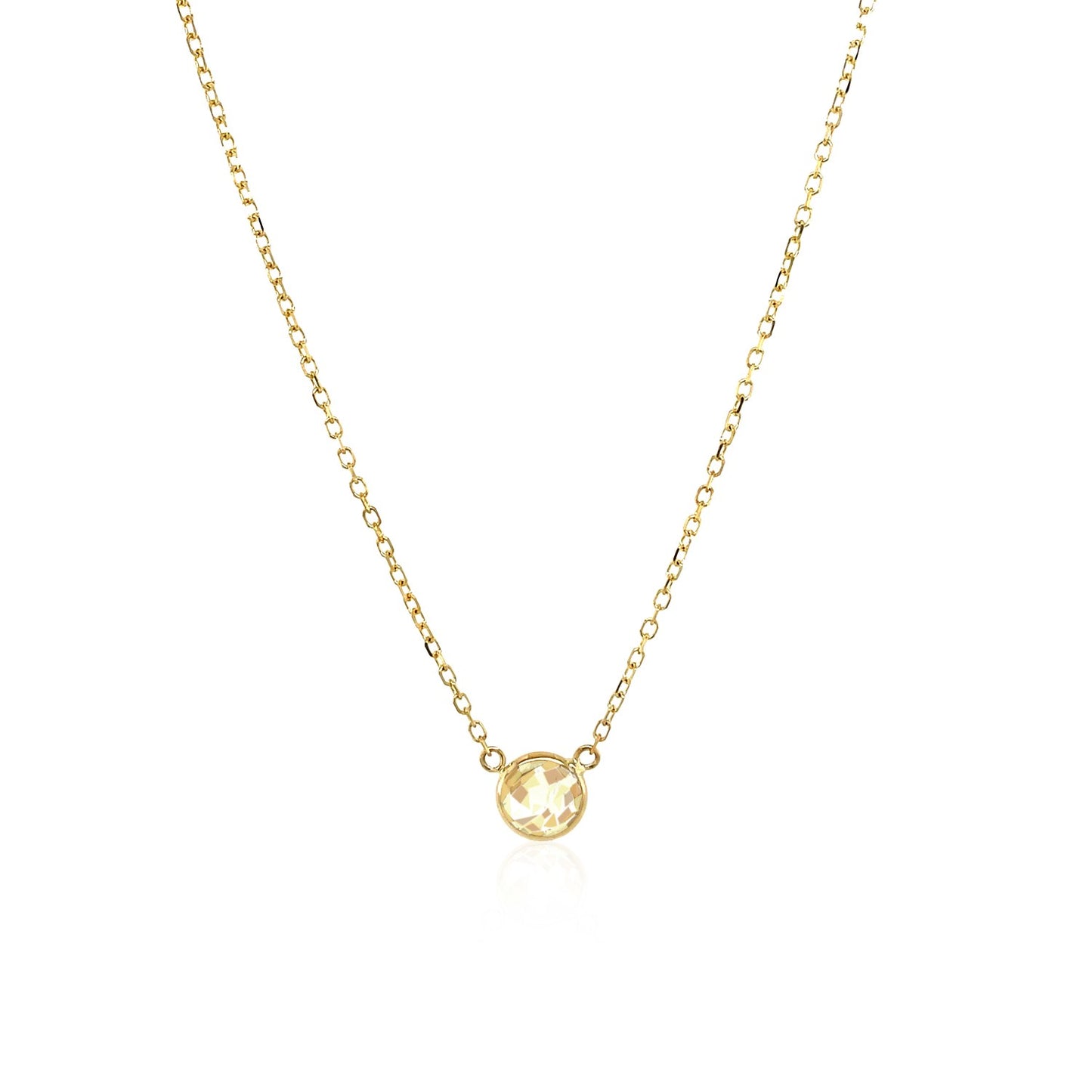 14k Yellow Gold 17 inch Necklace with Round White Topaz - The Best Accessory