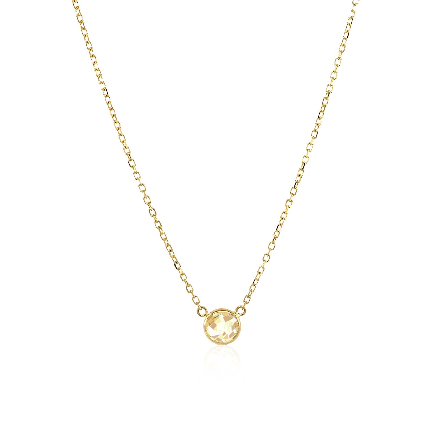 14k Yellow Gold 17 inch Necklace with Round White Topaz - The Best Accessory
