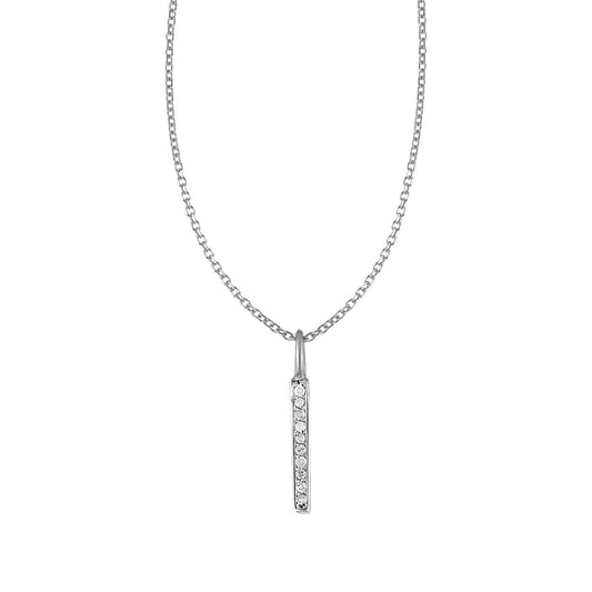 14k White Gold Bar Pendant with Diamonds - The Best Accessory
