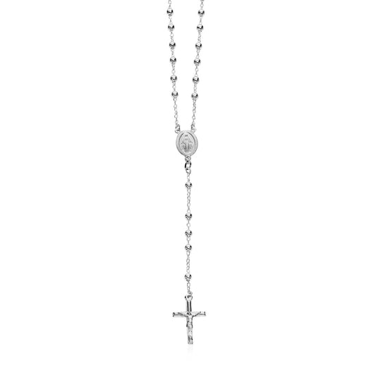 Polished Rosary Chain and Bead Necklace in Sterling Silver - The Best Accessory
