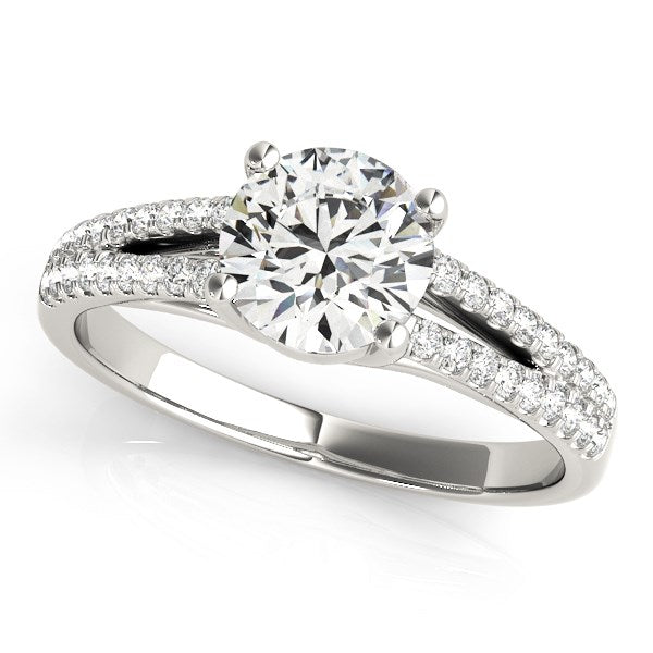 14k White Gold Split Shank Round Diamond Engagement Ring (1 1/8 cttw) - The Best Accessory