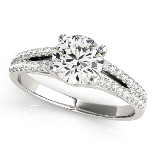 14k White Gold Split Shank Round Diamond Engagement Ring (1 1/8 cttw) - The Best Accessory