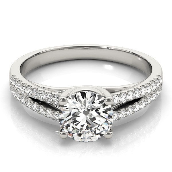 14k White Gold Split Shank Round Diamond Engagement Ring (1 1/8 cttw) - The Best Accessory
