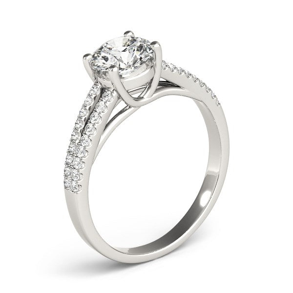 14k White Gold Split Shank Round Diamond Engagement Ring (1 1/8 cttw) - The Best Accessory