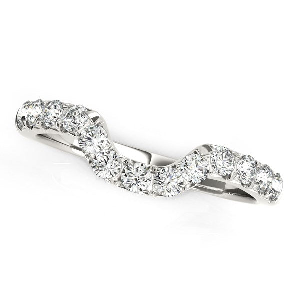 14k White Gold Curved Design Pave Diamond Wedding Ring (1/6 cttw) - The Best Accessory
