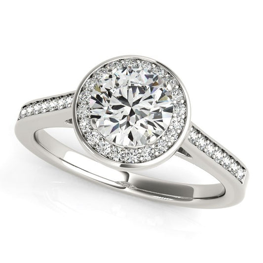 14k White Gold Halo Round Diamond Engagement Ring (1 1/4 cttw) - The Best Accessory