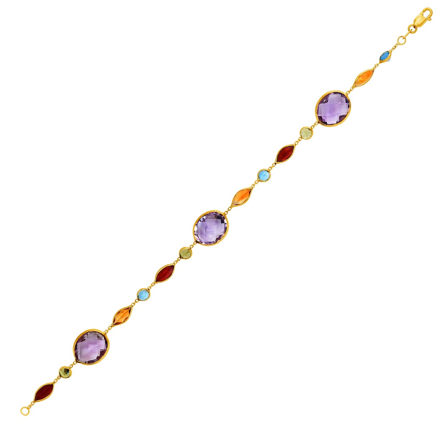 14k Yellow Gold Bracelet with Multi-Colored Stones (1.00 mm) - The Best Accessory