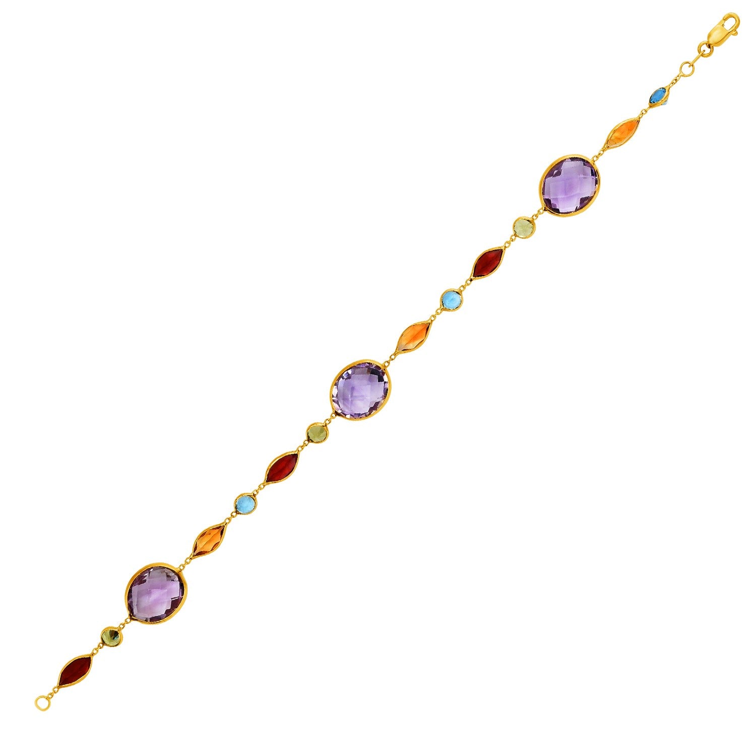14k Yellow Gold Bracelet with Multi-Colored Stones (1.00 mm) - The Best Accessory