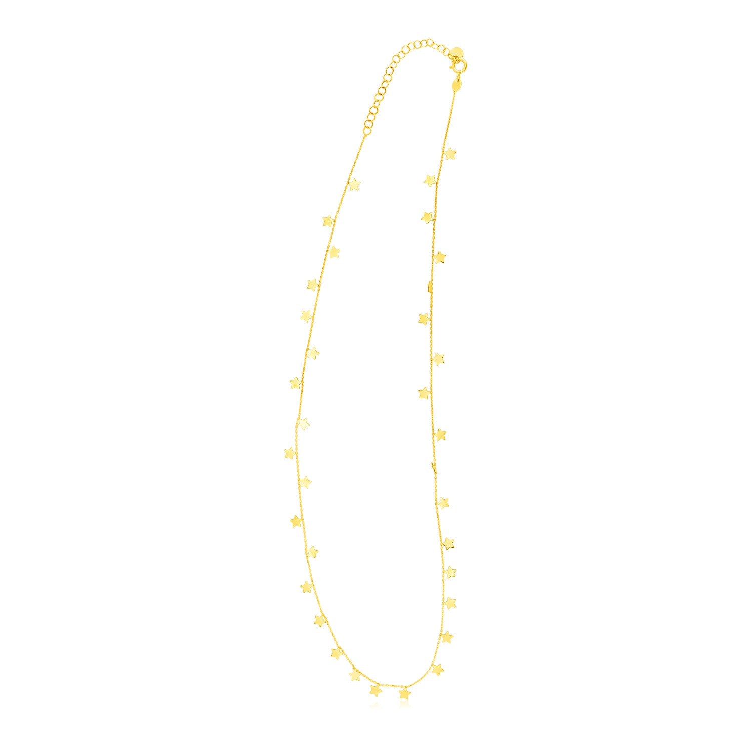 14K Yellow Gold Necklace with Dangling Stars - The Best Accessory