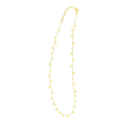 14K Yellow Gold Necklace with Dangling Stars - The Best Accessory