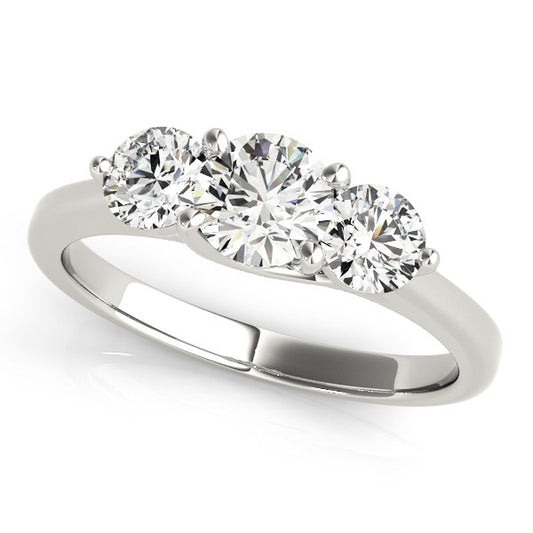 14k White Gold Classic 3 Stone Round Diamond Engagement Ring (1 cttw) - The Best Accessory