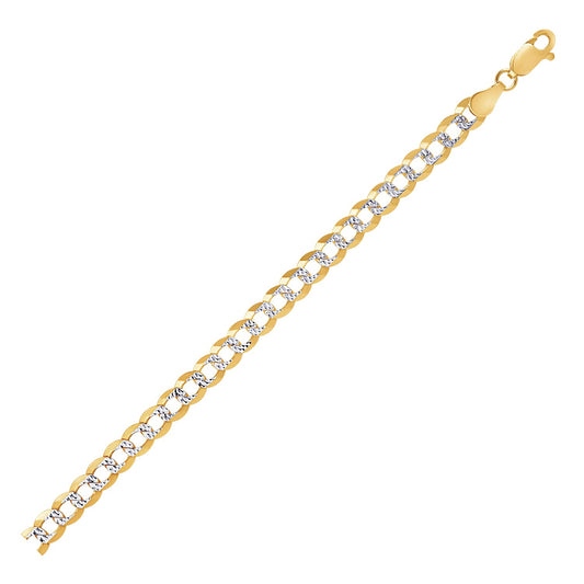 14k Two Tone Gold Pave Curb Chain (5.70 mm) - The Best Accessory