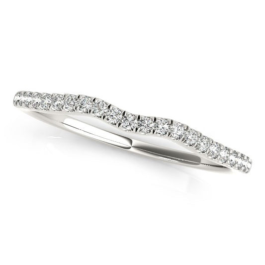 14k White Gold Wave Theme Diamond Wedding Band (1/8 cttw) - The Best Accessory
