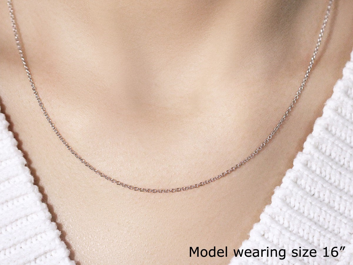 14k White Gold Round Cable Link Chain (1.30 mm) - The Best Accessory