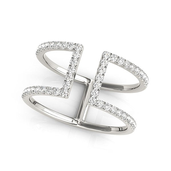 14k White Gold Modern Dual Band Style Diamond Ring (1/2 cttw) - The Best Accessory