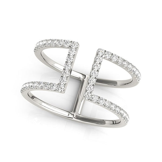 14k White Gold Modern Dual Band Style Diamond Ring (1/2 cttw) - The Best Accessory