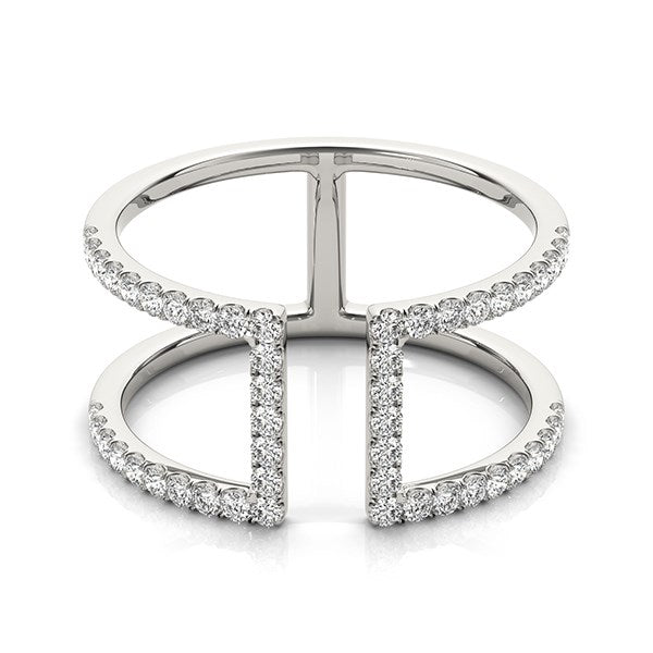 14k White Gold Modern Dual Band Style Diamond Ring (1/2 cttw) - The Best Accessory
