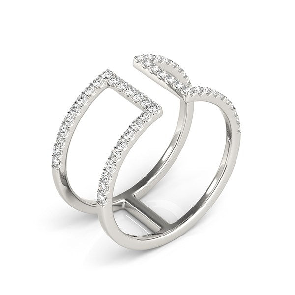 14k White Gold Modern Dual Band Style Diamond Ring (1/2 cttw) - The Best Accessory