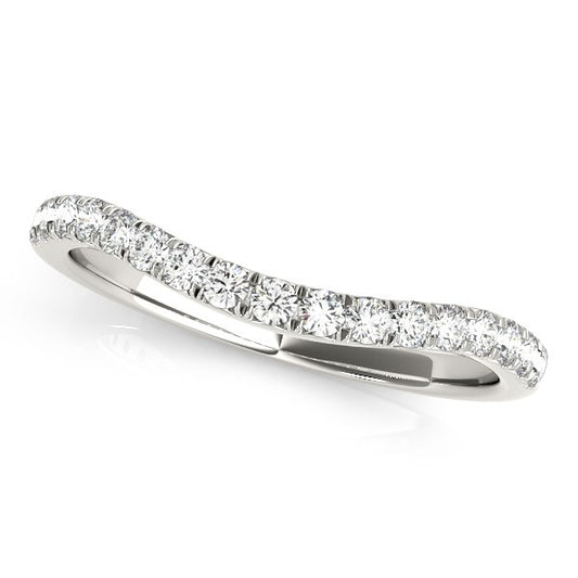 14k White Gold Pave Set Round Diamond Curved Wedding Band (1/4 cttw) - The Best Accessory