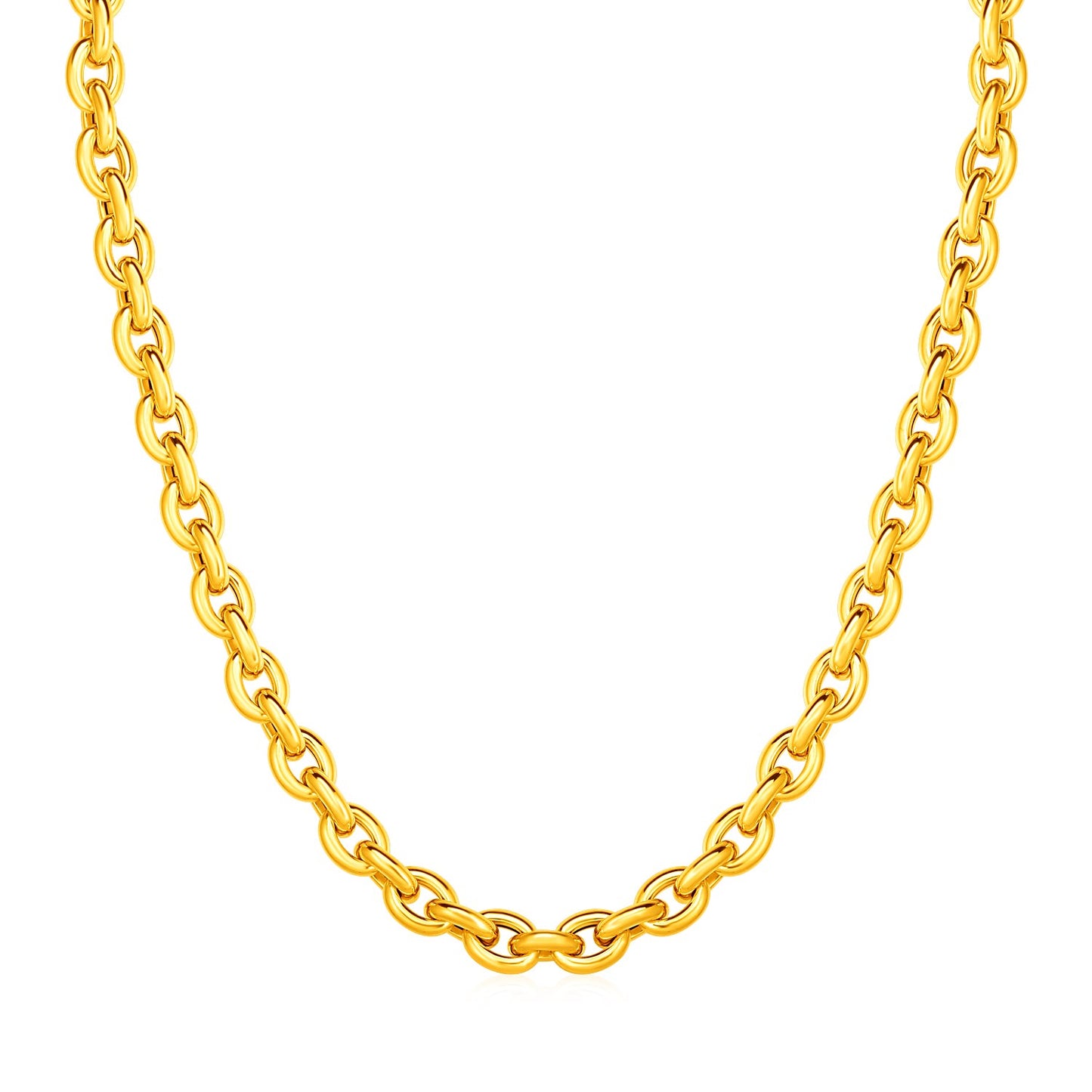 14k Yellow Gold Polished Oval Link Necklace - The Best Accessory