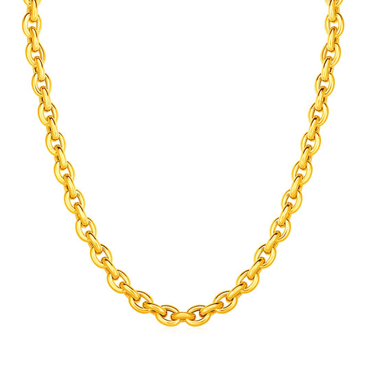 14k Yellow Gold Polished Oval Link Necklace - The Best Accessory