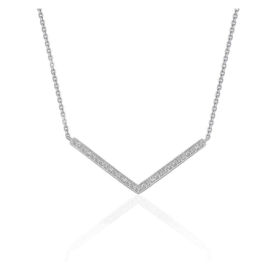 Diamond Chevron Pendant in 14k White Gold (1/3 cttw) - The Best Accessory