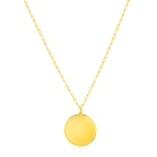 14K Yellow Gold Round Tag Necklace - The Best Accessory