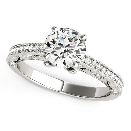 14k White Gold Antique Pronged Round Diamond Engagement Ring (1 1/8 cttw) - The Best Accessory