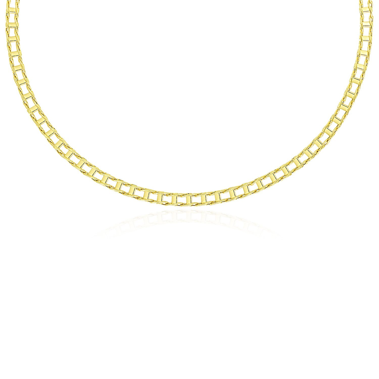 14k Yellow Gold Men's Necklace with Track Design Links - The Best Accessory