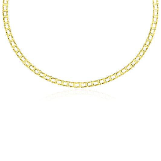 14k Yellow Gold Men's Necklace with Track Design Links - The Best Accessory